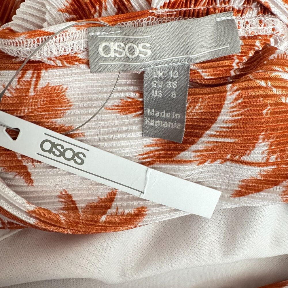 New ASOS Palm Print One Strap Cut Out Front Midi Dress Women's Size 6 - Picture 4 of 6